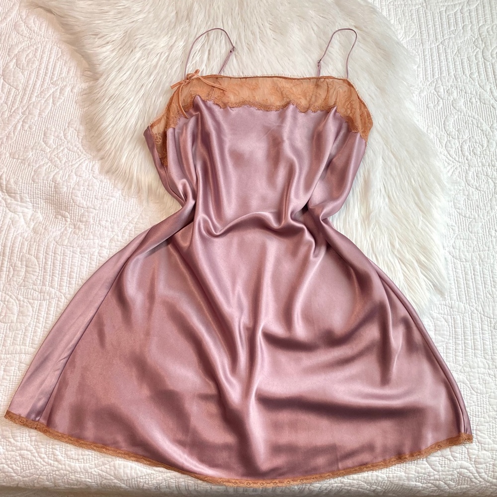 Victoria’s Secret Mauve Satin & Lace Slip Dress 2009